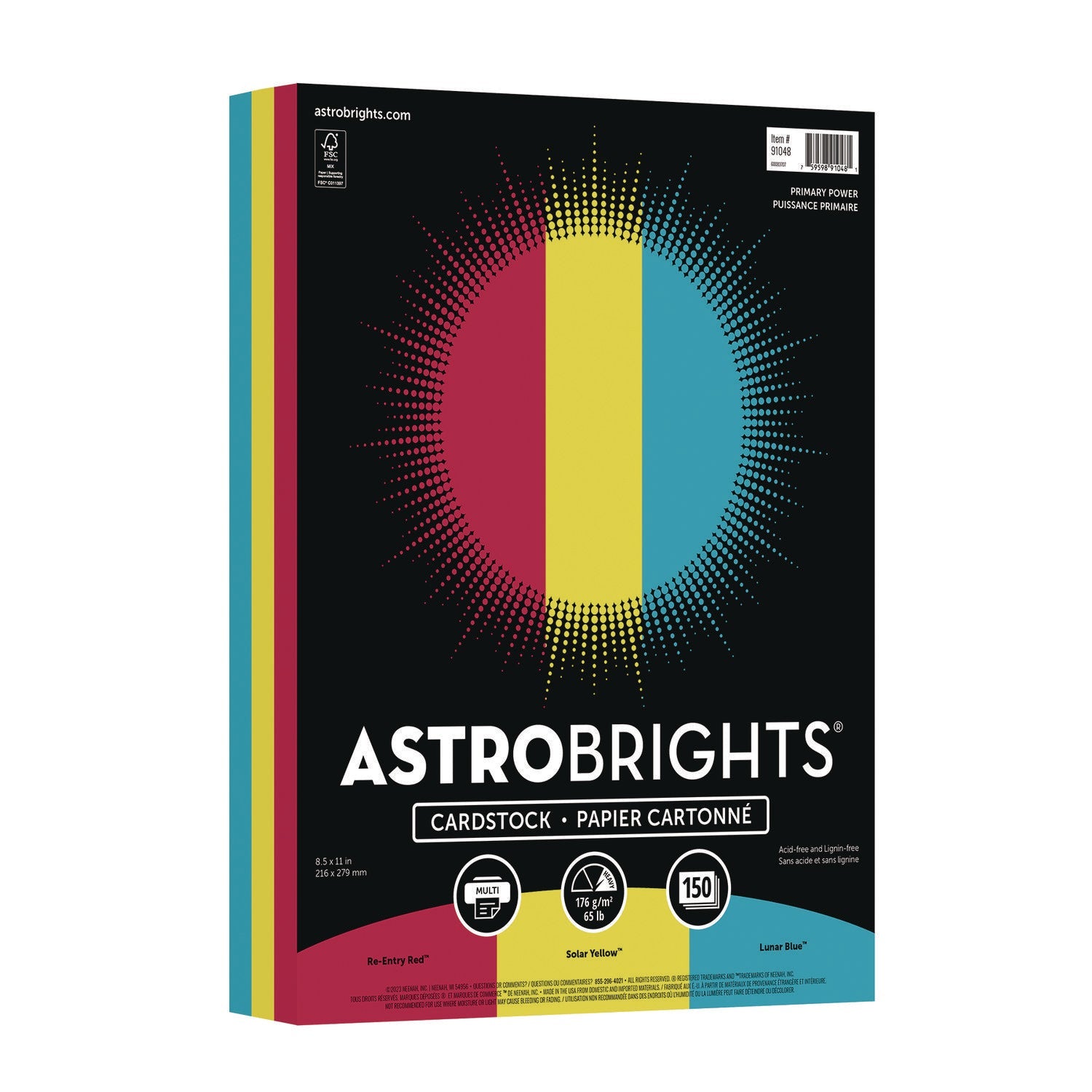 astrobrights-r-color-cardstock-primary-assortment-65-lb-cover-weight-8-5-x-11-assorted-primary-colors-150-pack-wau91048_1